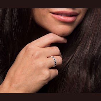 10k White Gold Sapphire and White Sapphire Vintage Style Anniversary
Wedding Band