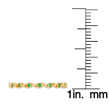 10k Yellow Gold Genuine Round Emerald Stackable Twist Band