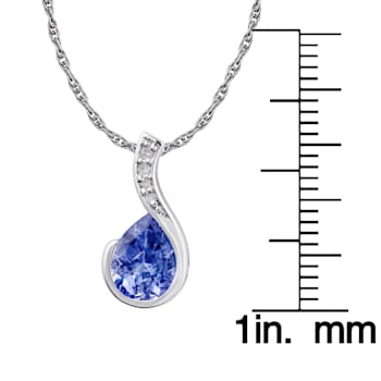 10k White Gold Genuine Pear-Shape Tanzanite and Diamond Drop Pendant
With Chain