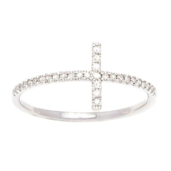 10k White Gold Diamond Cross Anniversary Ring (1/7 cttw, H-I Color,
I1-I2 Clarity)
