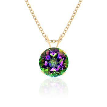 14K 8mm Mystic Topaz Solitaire Pendant Necklace, 2.5 Ct. Tw.