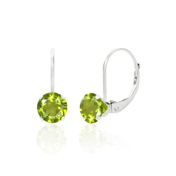 14K White Gold 6mm Round Peridot Leverback Earrings