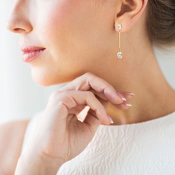 Long White Topaz Stud and Drop Earrings in 14K Gold Filled