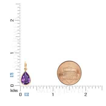 1.7 CT Pear Shape Purple Amethyst Solitaire Pendant Necklace in 14K Gold Filled
