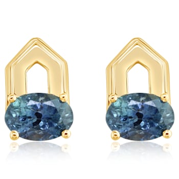 14K Yellow Gold Montana Sapphire Earrings