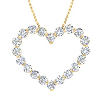 FINEROCK 1/2 Carat Diamond Heart Pendant Necklace in 14K Yellow Gold
(Silver Chain Included)