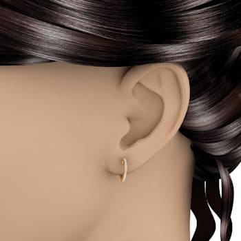 FINEROCK 0.15 Carat Diamond Heart Shape Hoop Earrings in 10K Yellow Gold