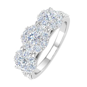 FINEROCK 1 Carat 3-Stone Prong Set Diamond Engagement Ring in 14K Solid
Gold - IGI Certified