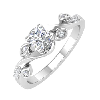 FINEROCK 1/5 Carat Diamond Engagement Rings in 10K White Gold