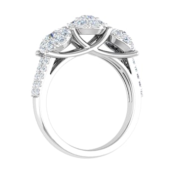 FINEROCK 1 Carat 3-Stone Prong Set Diamond Engagement Ring in 14K Solid
Gold - IGI Certified