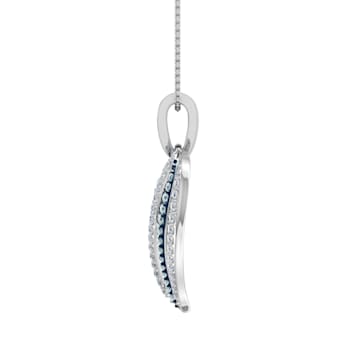 FINEROCK 1/2 Carat Blue Diamond & White Diamond Heart Pendant
Necklace in 925 Sterling Silver