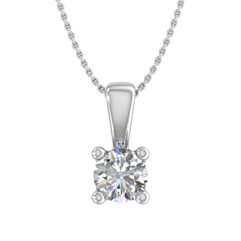 FINEROCK 1/5 Carat Solitaire Diamond Pendant in 10K White Gold (Silver
Chain Included)