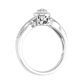 FINEROCK 1/4 Carat Round Diamond Engagement Ring in 10K White Gold