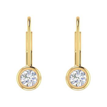 FINEROCK 0.40 Carat Diamond Lever-back Drop Earrings in 14K Yellow Gold