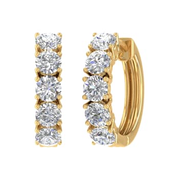 FINEROCK 2 Carat Diamond Hoop Earrings in 10K Yellow Gold - IGI Certified