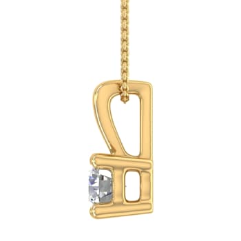 FINEROCK 1/5 Carat Solitaire Diamond Pendant Necklace in 10K Yellow Gold
(Silver Chain Included)