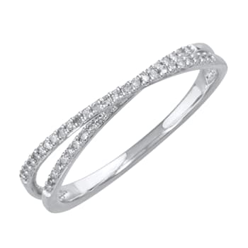 FINEROCK 10K Gold Diamond Bypass Wedding Band Ring (0.14 Carat)