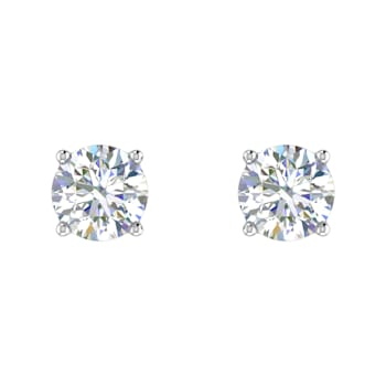 FINEROCK 0.58 Carat 4-Prong Set Diamond Stud Earrings in 14K White Gold