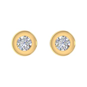 FINEROCK 1/2 Carat Bezel Set Diamond Stud Earrings in 10K Yellow Gold
(with Screwback)