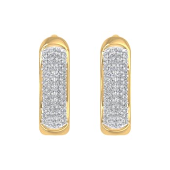 FINEROCK 10K Yellow Gold Round Diamond Ladies Huggies Hoop Earrings (1/4 Carat)