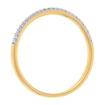 FINEROCK 0.08 Carat 10K Yellow Gold Round White Diamond Band Ring