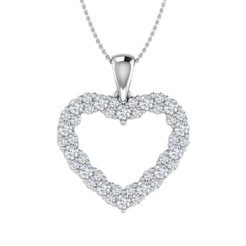 FINEROCK 1/2 Carat Diamond Heart Pendant Necklace in 14K White Gold
(Silver Chain Included)
