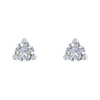 FINEROCK 0.07 Carat 3-Prong Diamond Stud Earrings in 14K White Gold