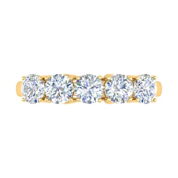 FINEROCK 1 1/2 Carat 5-Stone Diamond Wedding Band Ring in 10K Gold
