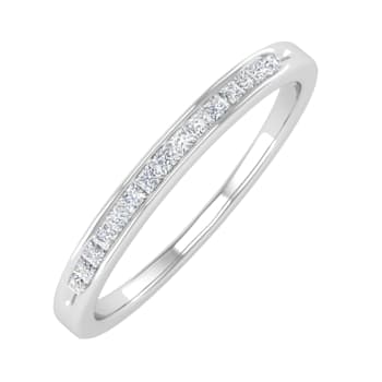 FINEROCK Channel Set Princess Cut Diamond Wedding Band Ring in 10K White
Gold (0.15 cttw)