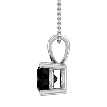 FINEROCK 3/4 Carat Black Diamond Solitaire Pendant in 14K White Gold
(Silver Chain Included)