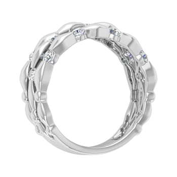 FINEROCK 1/2 Carat Diamond 3 Line Wedding Band Ring in 10K Gold