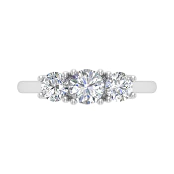 FINEROCK 1 Carat 3-Stone Diamond Engagement Ring Band in 14K Gold
