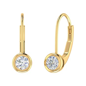FINEROCK 0.40 Carat Diamond Lever-back Drop Earrings in 14K Yellow Gold