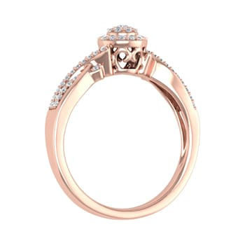 FINEROCK 1/4 Carat Round Diamond Engagement Ring in 10K Rose Gold
