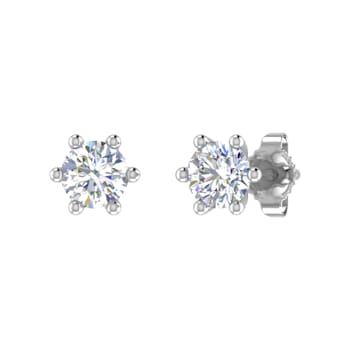 FINEROCK 0.40 Carat 6-Prong Set Diamond Stud Earrings in 10K White Gold