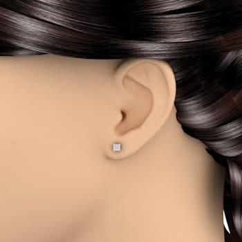 FINEROCK 0.25ctw Princess Cut Diamond Stud Earrings in 10K Rose Gold