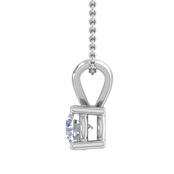FINEROCK 1/3 Carat Diamond Solitaire Pendant Necklace in 14K White Gold
(Silver Chain Included)