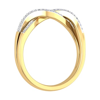 FINEROCK 10K Gold Diamond Twisted Wedding Band Ring (0.13 Carat)