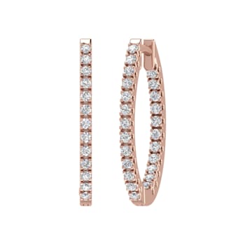 FINEROCK 1 Carat Diamond Inside-out Hoop Earrings in 14K Rose Gold