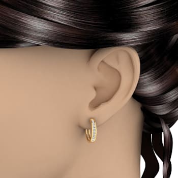 FINEROCK 1/2 Carat Diamond Hoop Earrings in 10K Yellow Gold