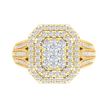 FINEROCK 1 Carat Cushion Cut Diamond Engagement Ring in 10K Solid Gold