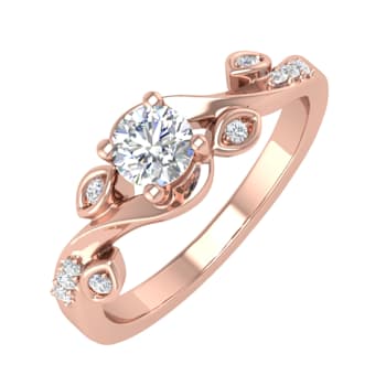 FINEROCK 1/5 Carat Diamond Engagement Rings in 10K Rose Gold