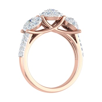 FINEROCK 1 Carat 3-Stone Prong Set Diamond Engagement Ring in 10K Solid
Gold - IGI Certified