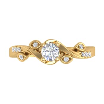 FINEROCK 1/5 Carat Diamond Engagement Rings in 10K Yellow Gold