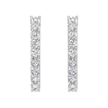 FINEROCK 1 Carat Prong Set Diamond Inside-out Hoop Earrings in 14k White
Gold - IGI Certified