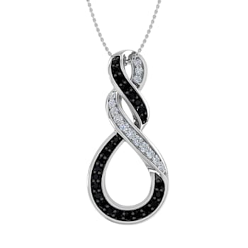 FINEROCK Black and White Diamond Sterling Silver Infinity Pendant
Necklace - IGI Certified