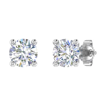 FINEROCK 1 Carat 4-Prong Set Diamond Stud Earrings in 14K White Gold -
IGI Certified