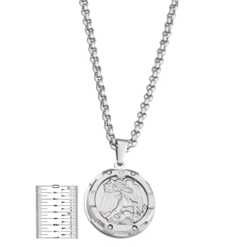 Saint Michael Stainless Steel Diamond Medal