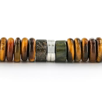 Stainless Steel and Tiger Eye Stone Bracelet