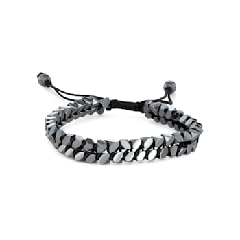 Stainless Steel Black Cord Adjustable Gents Bracelet